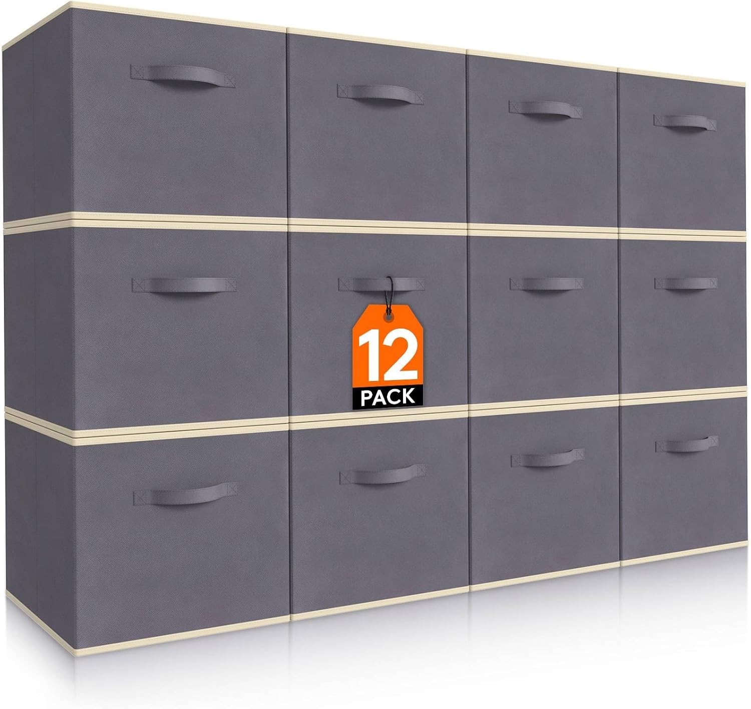 12 Packs Storage Cubes, 11 Inch Cube Storage Bins, Foldable Decorative Fabric