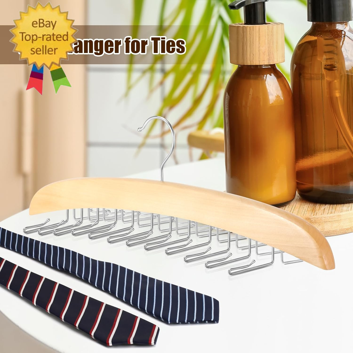 Tie Rack Hanger for Closet,360 Degree Rotating Tie Holder Organizer 24 Folding