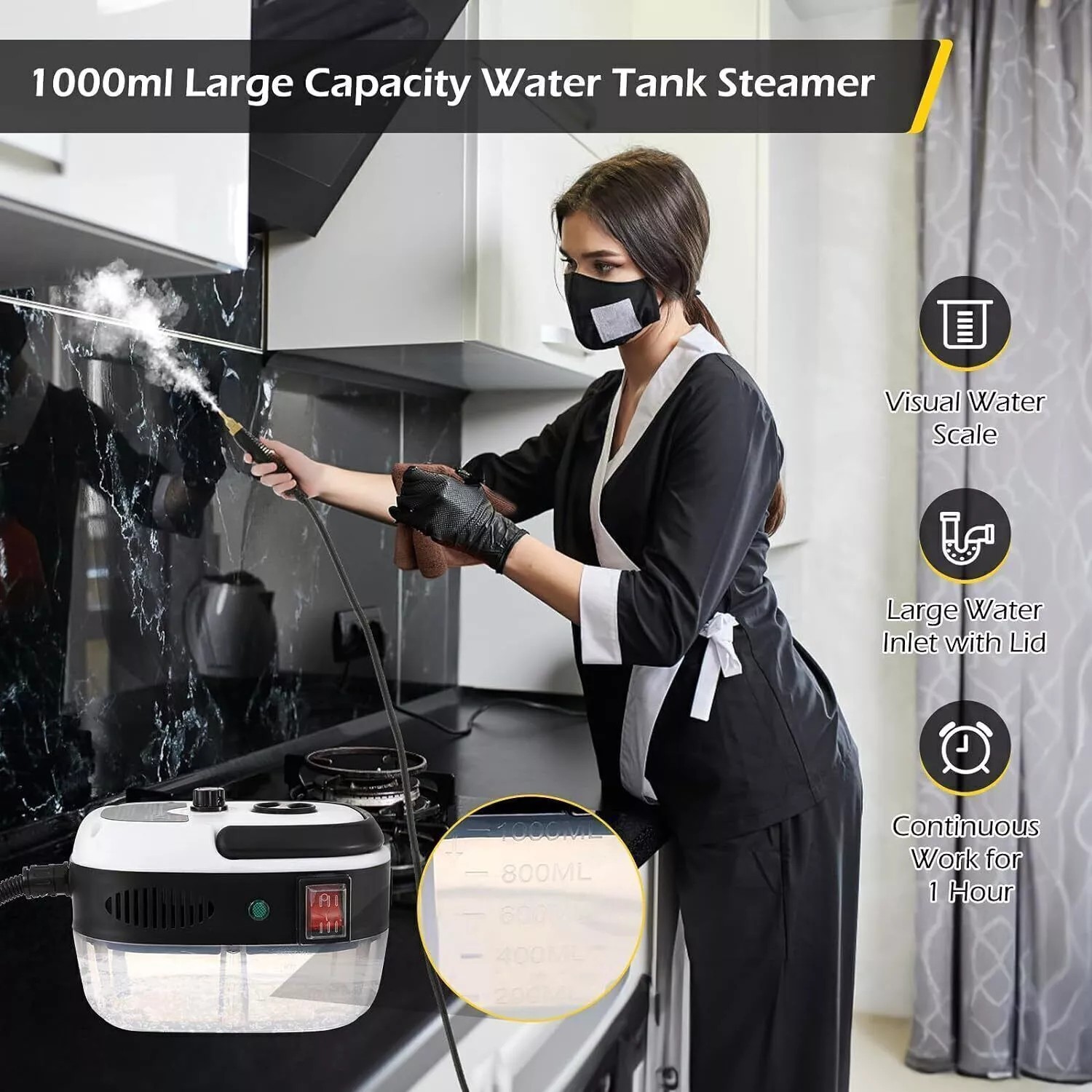 2500W High Pressure Steam Cleaner Handheld Portable 6 Brush Car Home Kitchen NEW