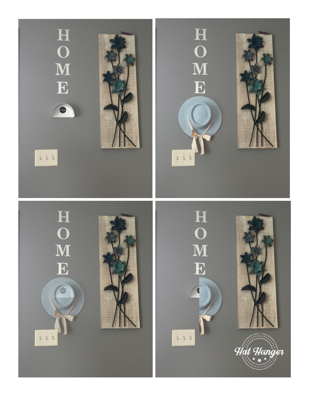 10 Pack Hat Hangers – Removable Tape Mounted – Rack Hook Cap Wall Mount No Nails