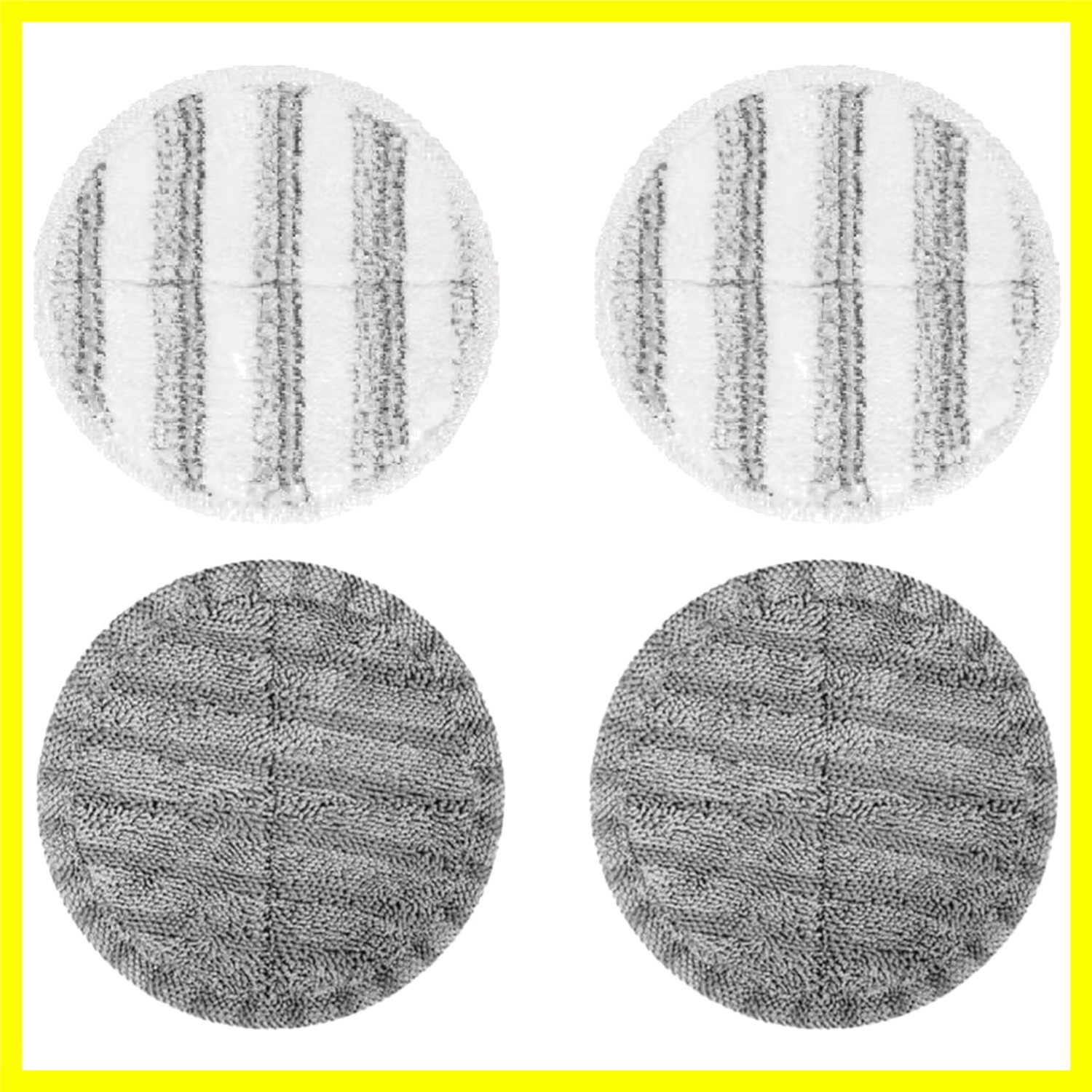 4-Pack 6.3in Electric Mop Replacement Pads – 2 Gray High-Absorbent Pads & 2 W…