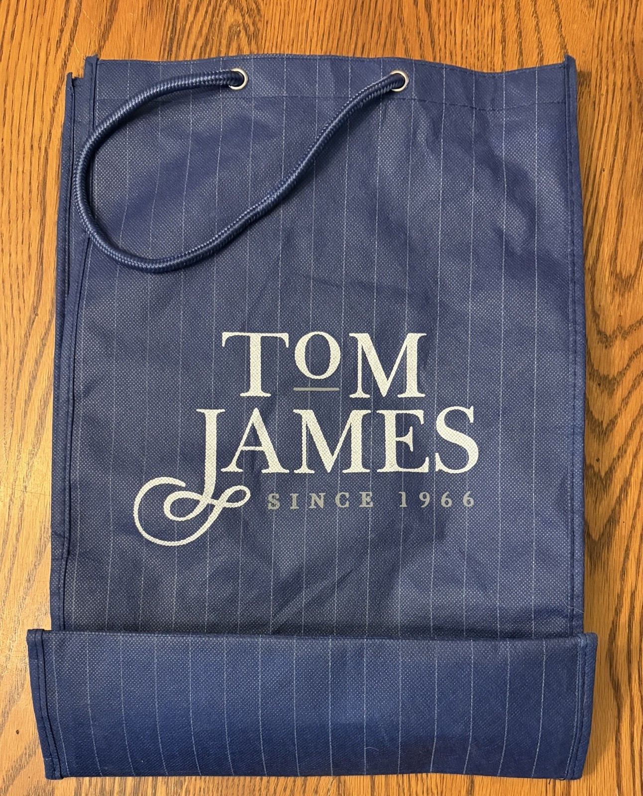 TOM JAMES MENS BLUE CLOTH SHOPPING TOTE GIFT BAG SINCE 1966