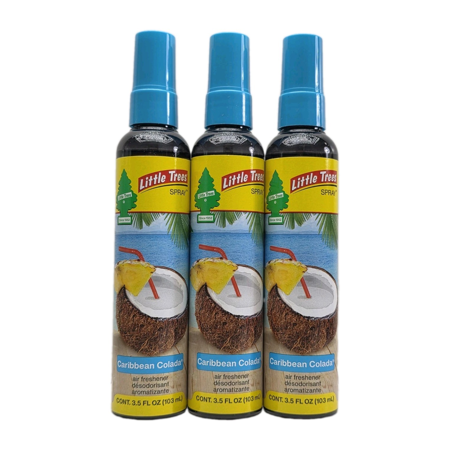 3 Pack Little Trees Spray Caribbean Colada 3.5 OZ. Each Bottles, Free Shipping