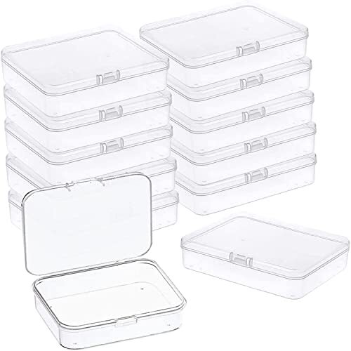 12 Pcs Mini Plastic Storage Containers Box with Lid, 4.5×3.4 Inches Clear