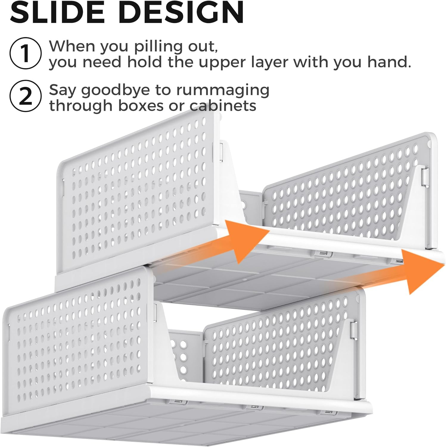 6 Pack Closet Organizer Storage Bins Plastic Stackable Foldable White for