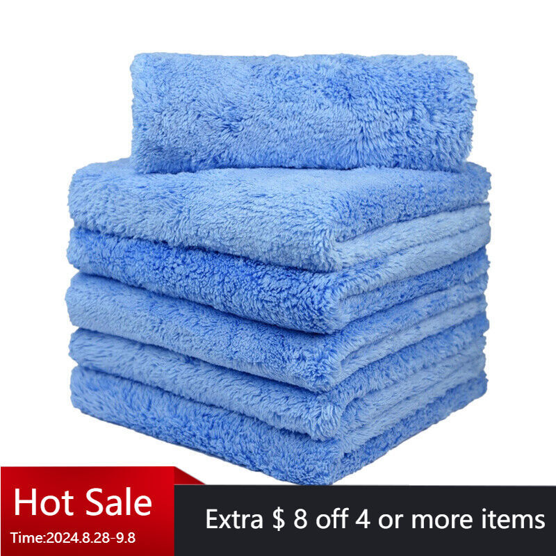 6 Pcs Edgeless Ultra Plush Microfiber Car Drying Towels Wash Buffing Detailing