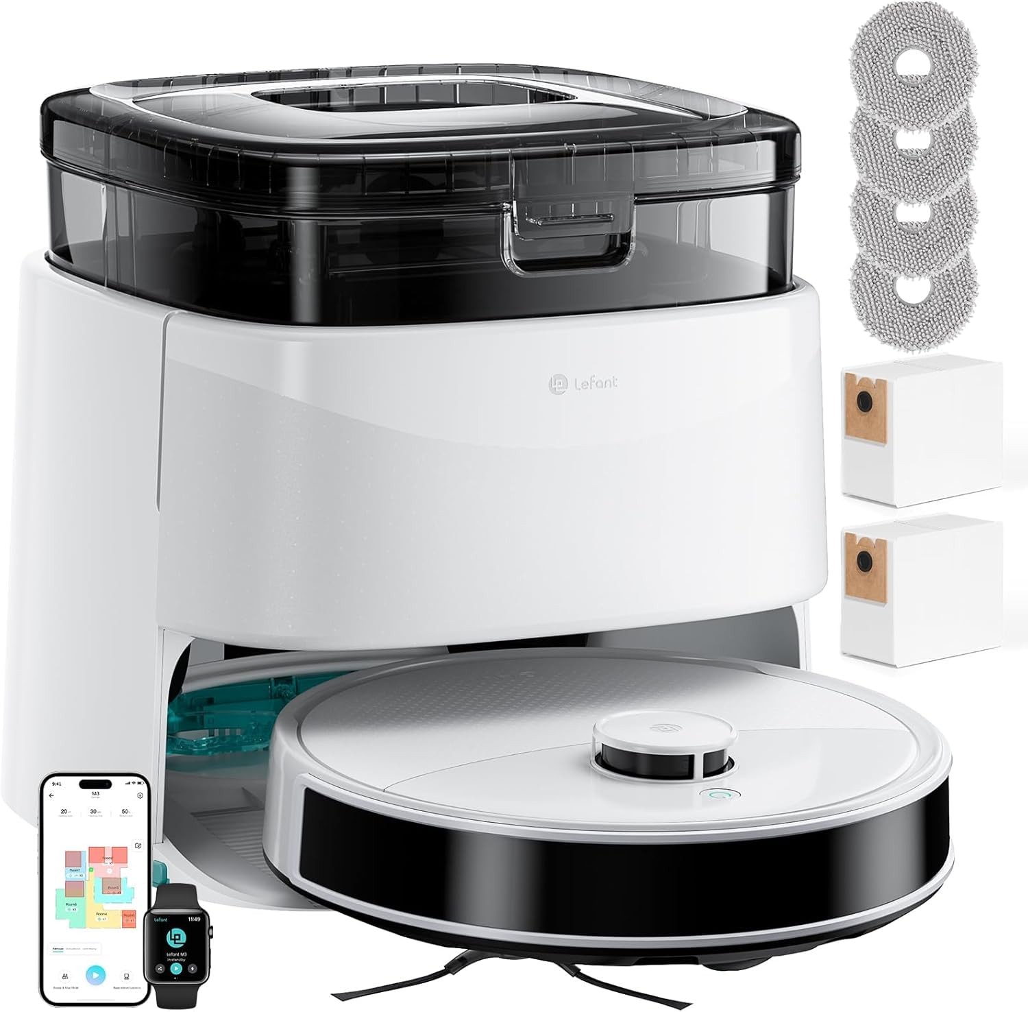 Lefant Robot Vacuum and Mop, 12000Pa Suction, 90-Day Self-Emptying, Obstacle …