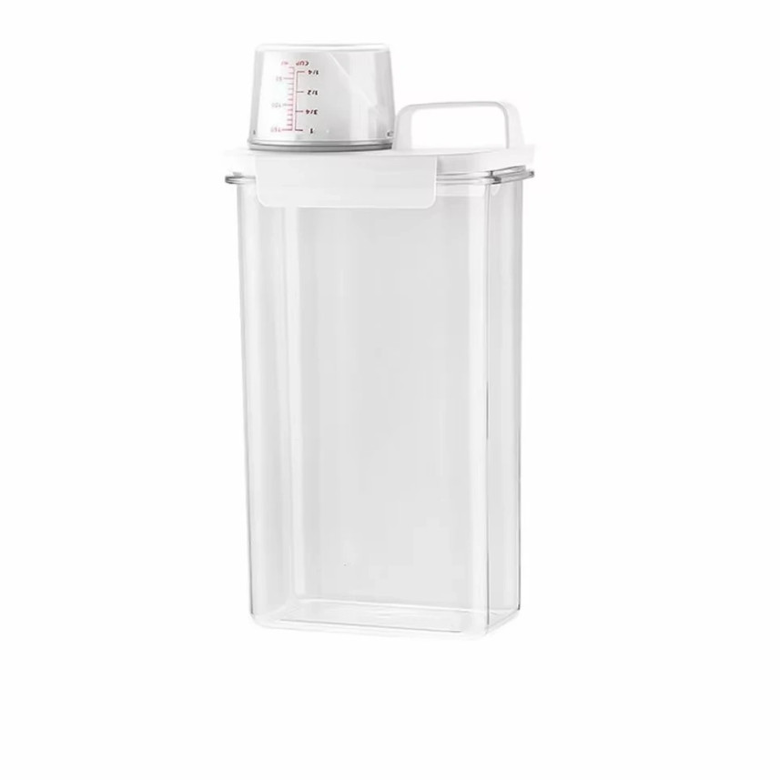 1pcs Airtight Laundry Detergent Dispenser – Clear Powder & Liquid Storage Jar