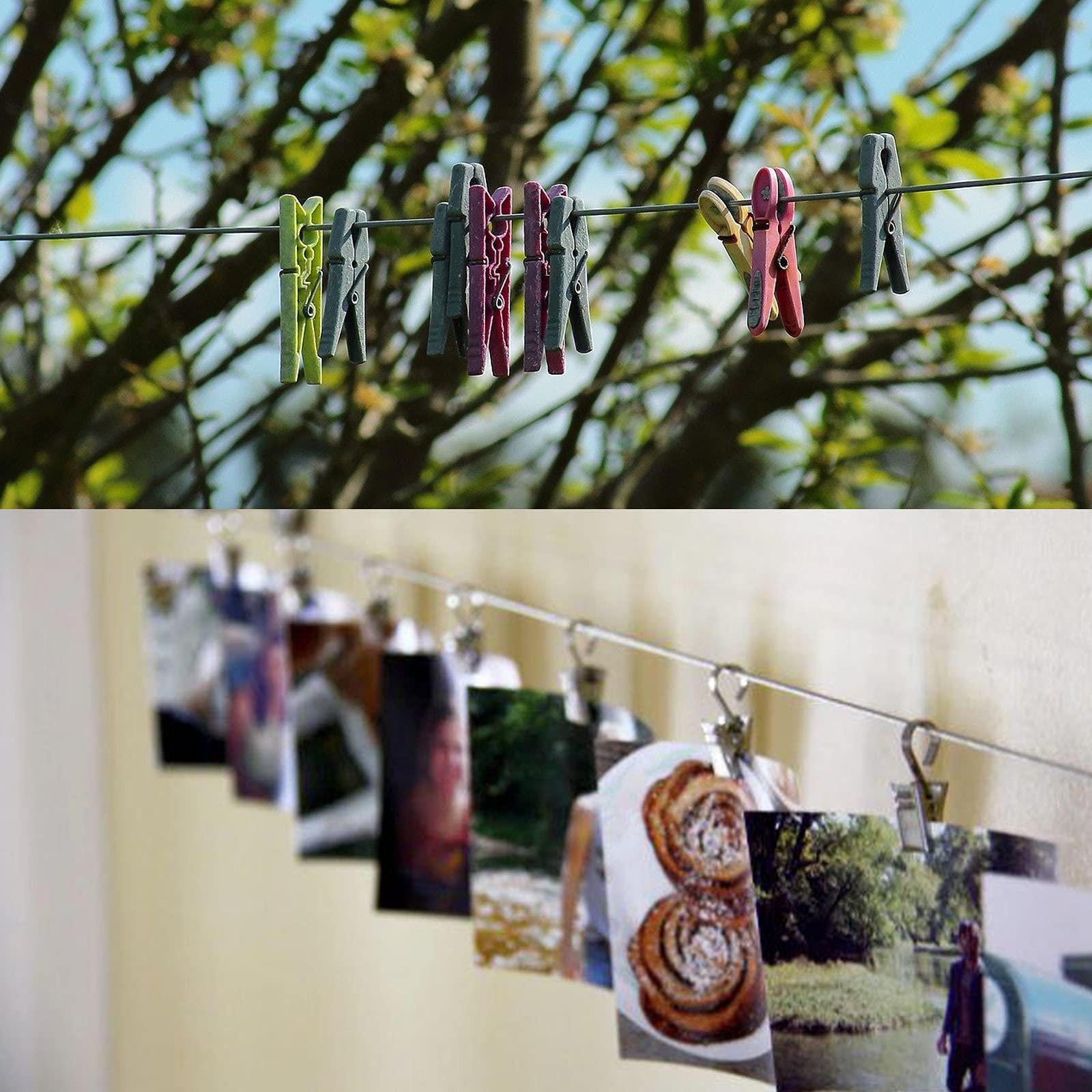 6 Pack Picture Rail Hooks And Wire Hanging System 6.5 Ft Wire Cables Adjustable