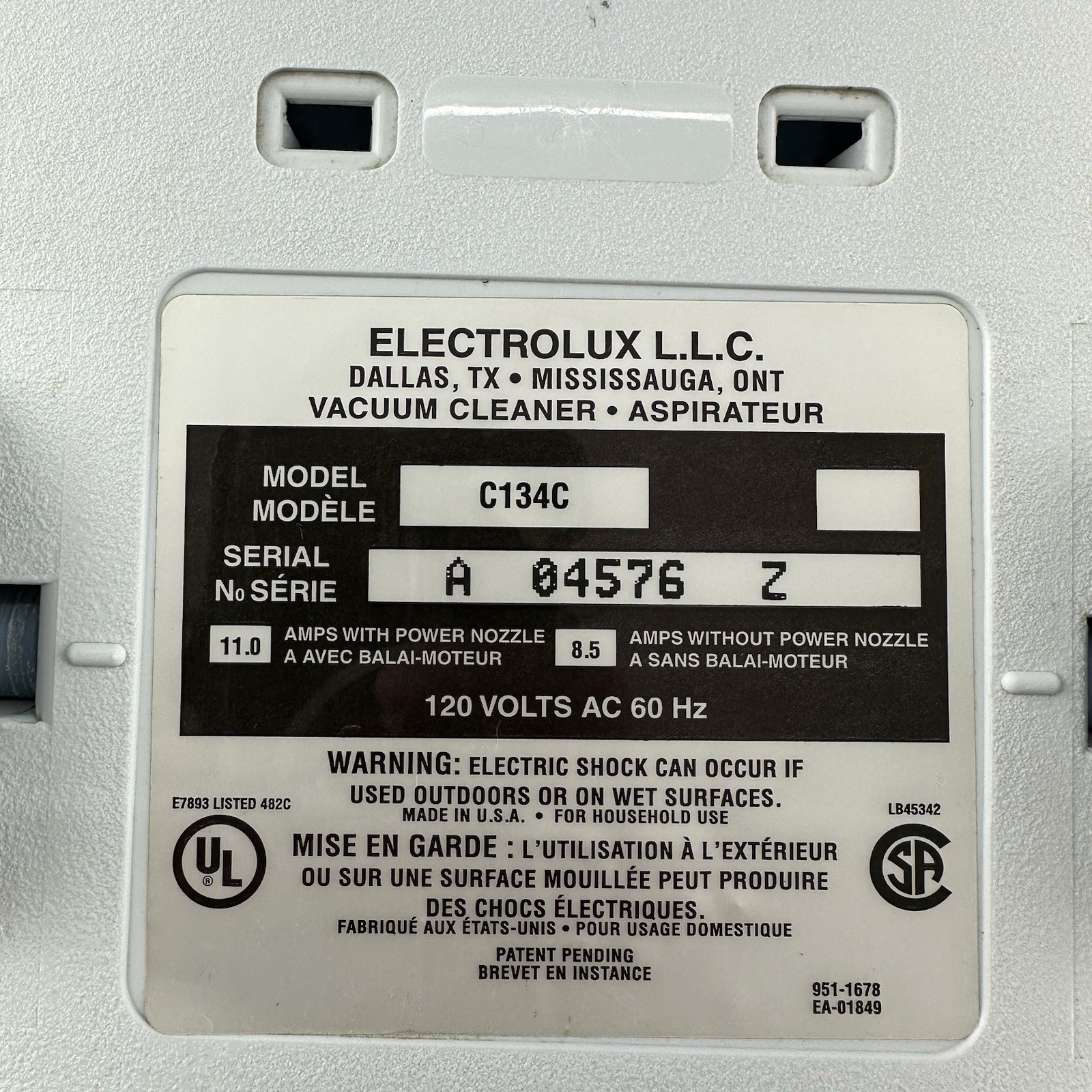 Electrolux Aerus Guardian C134C Vacuum Cleaner Canister Motor Unit Base ONLY