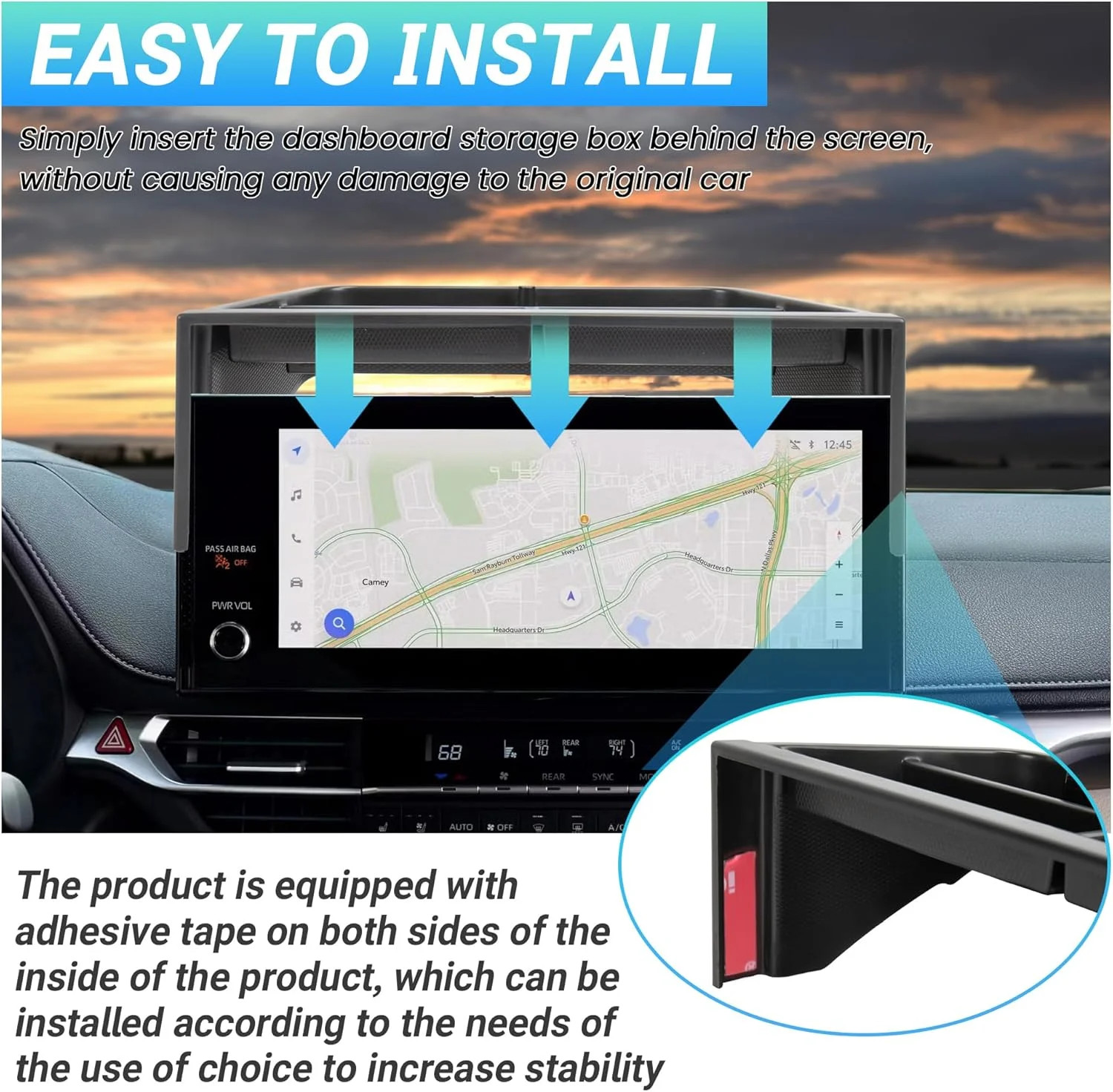 Center Console Organizer Dashboard Tray Compatible with 2025-2026 Toyota Sienna