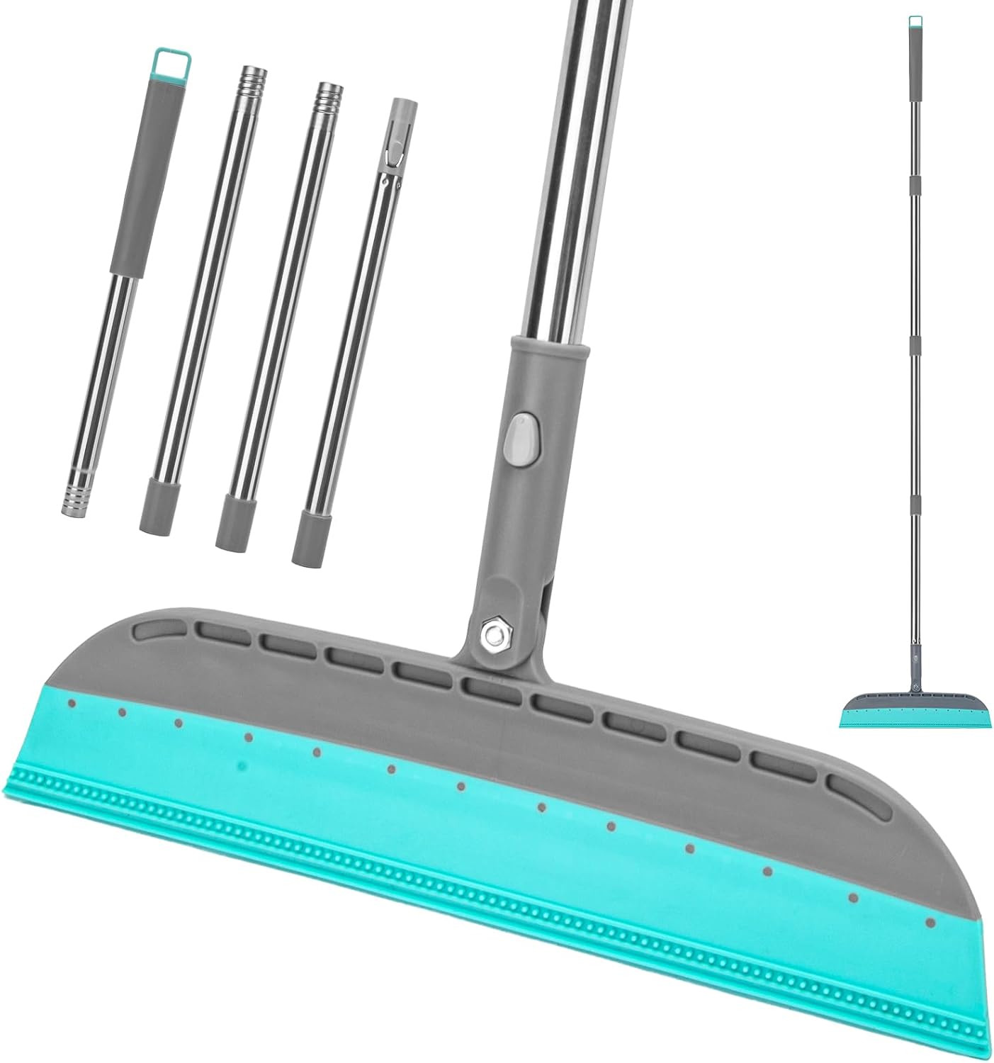 Multifunction Rubber Air Broom, Silicone Floor Squeegee Broom with 59″ Long Hand