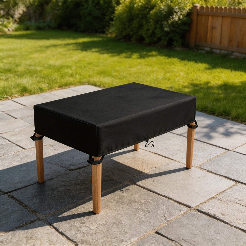 Black Rectangular Patio Table Cover Fits 122x61x15cm to 228.6x102x15cm