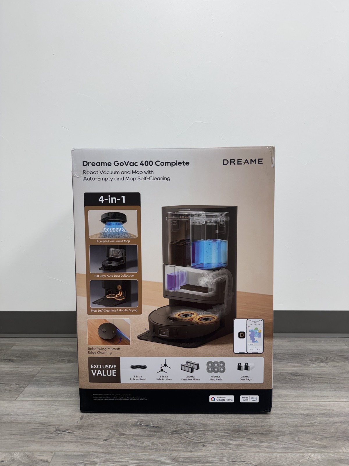 Dreame GoVac 400 Complete Robot Vacuum & Mop Auto-Empty Self-Cleaning 13KPa Pack
