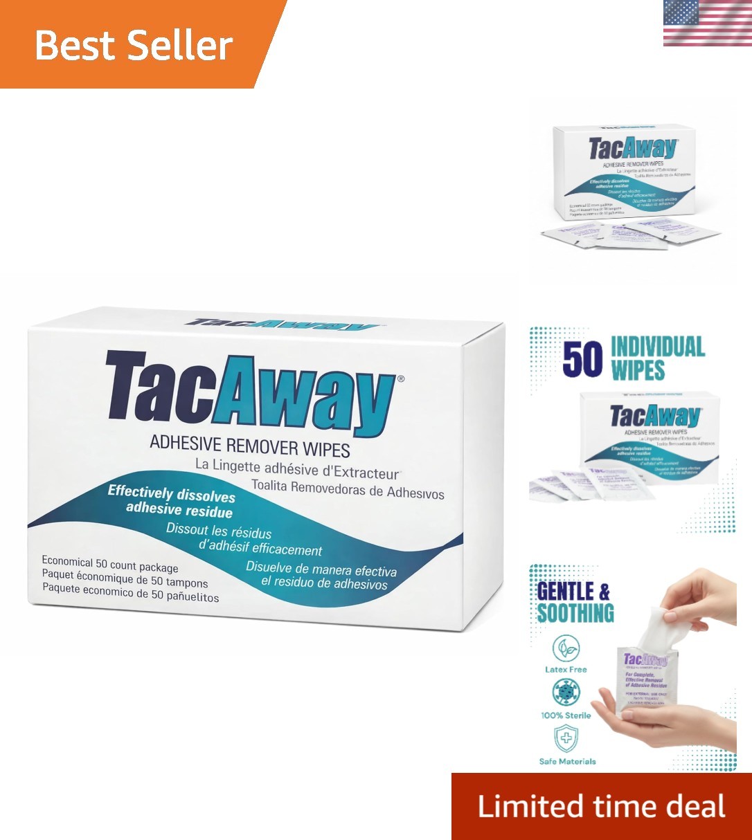 Trms408W – Tacaway Adhesive Remover Wipe, Non-Acetone, 50/Box