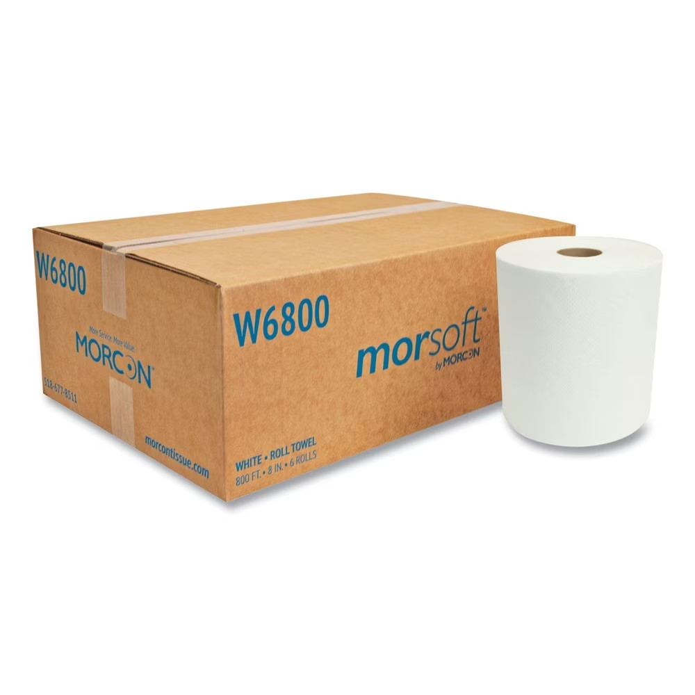 Tissue Morsoft Universal Roll Towels, 8″ x 800 ft, White, 6 Rolls/Carton