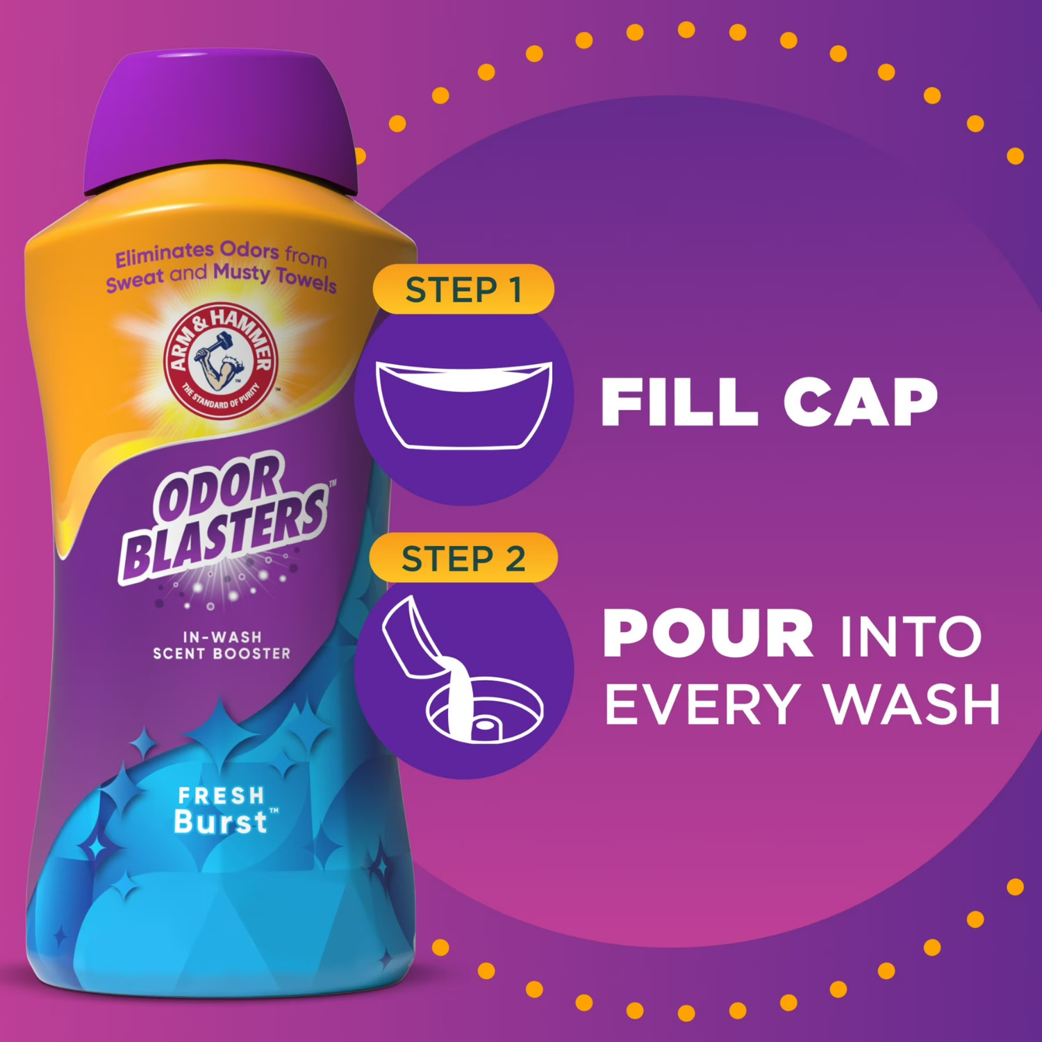 6 Pack ARM & HAMMER Odor Blasters In Wash Scent Booster Fresh Burst 45 oz