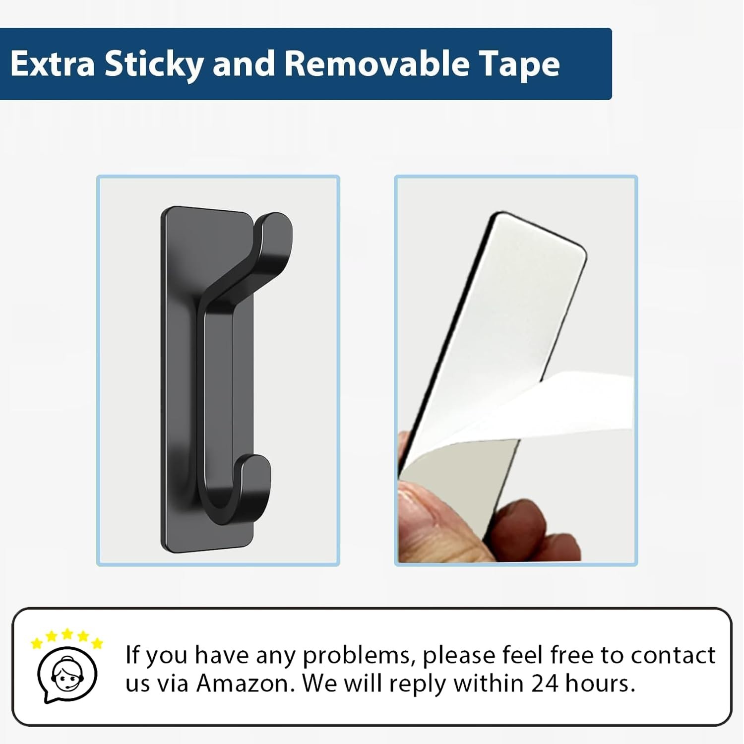 Strong Adhesive Wall Hooks for Coats & Towels – 6 Pack, 13LB Capacity, Black
