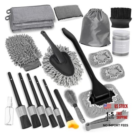 20Pcs Windshield Cleaner Tool – Car Interior Detailing Brush Kit with 200g