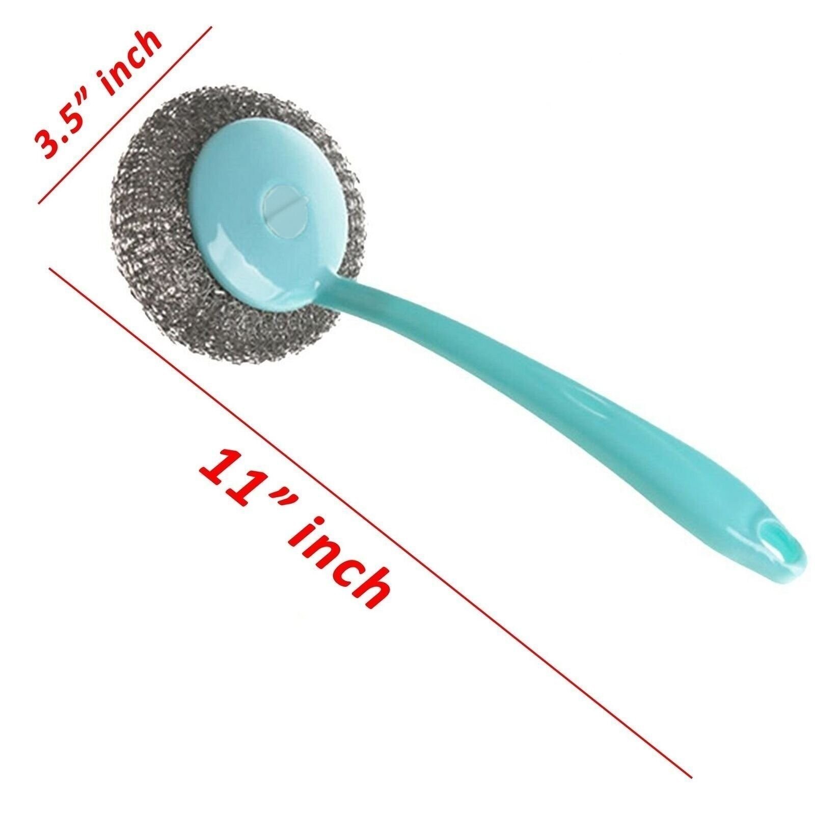 15x Kitchen Cleaning Stainless Steel Sponge Scrubbers with Handle Scouring Pad