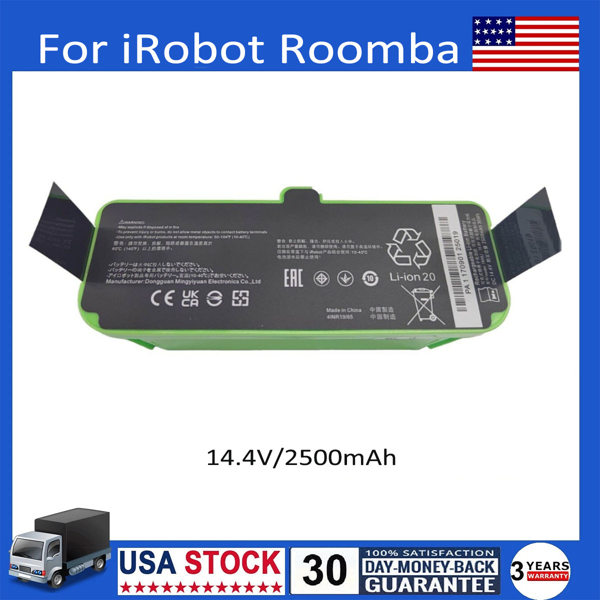 36Wh 1800LI iRobot Roomba Battery For Roomba R3 500 600 700 800 900 Series 14.4V