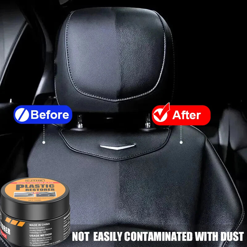 Car Plastic & Leather Restorer – Clear Wax Coating for Deep Black Gloss Shine