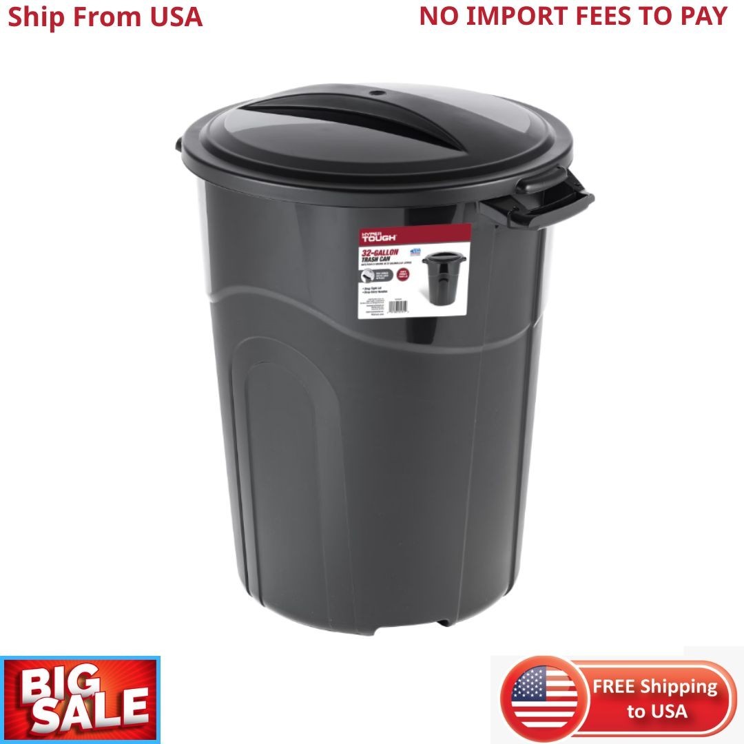 Hyper Tough 32 Gallon Heavy Duty Injection Molded Trash Can with Click Lock Lid
