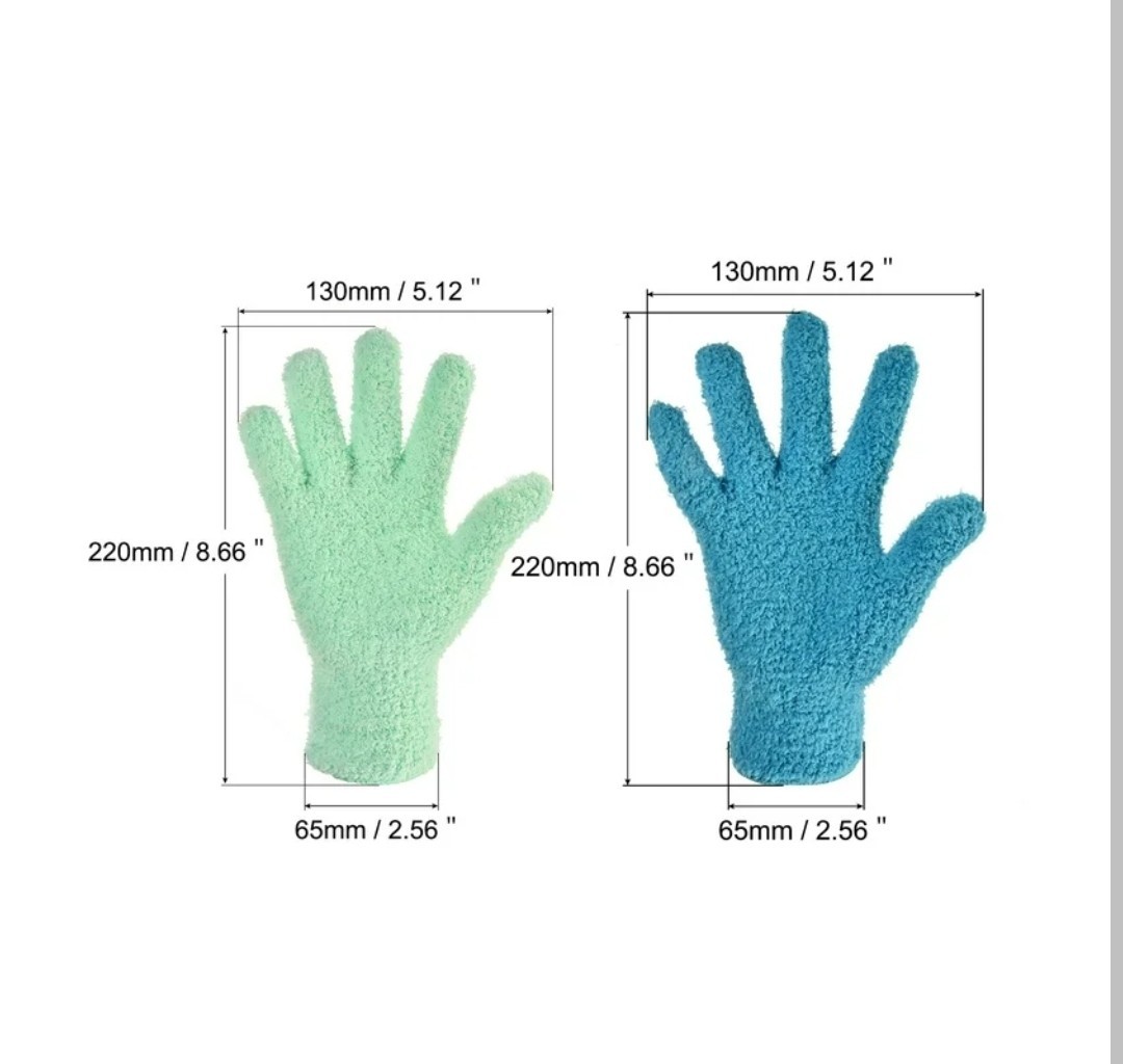 Unique Bargains Dusting Cleaning Gloves Microfiber Mittens Blue, Mint Green
