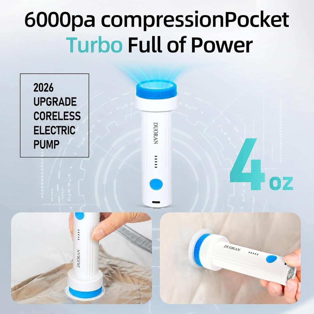 Cordless Electric Vacuum Pump for Vacuum Storage Bags Travel Air Pump, Portable