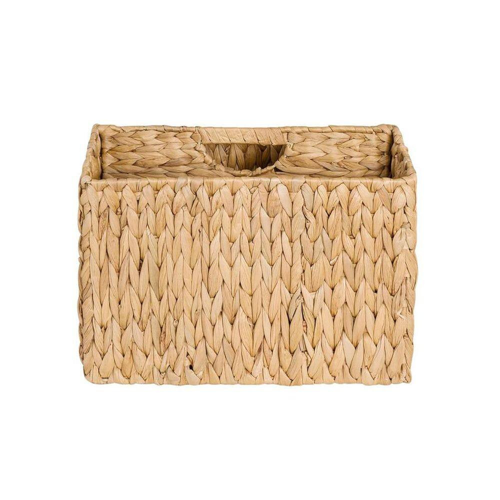 Brown 14.3 In. X 11.5 In. Water Hyacinth Freestanding Magazine Rack