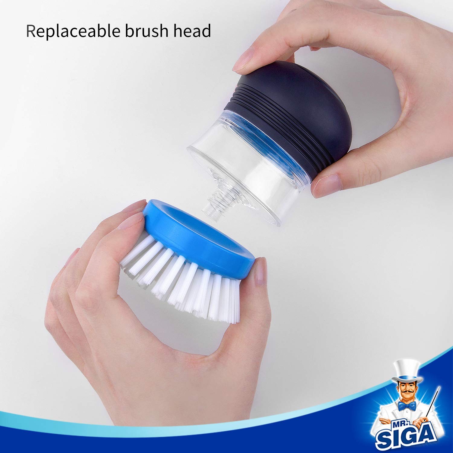 MR.SIGA Soap Dispensing Palm Brush Refill, Pack of 4 4 – White