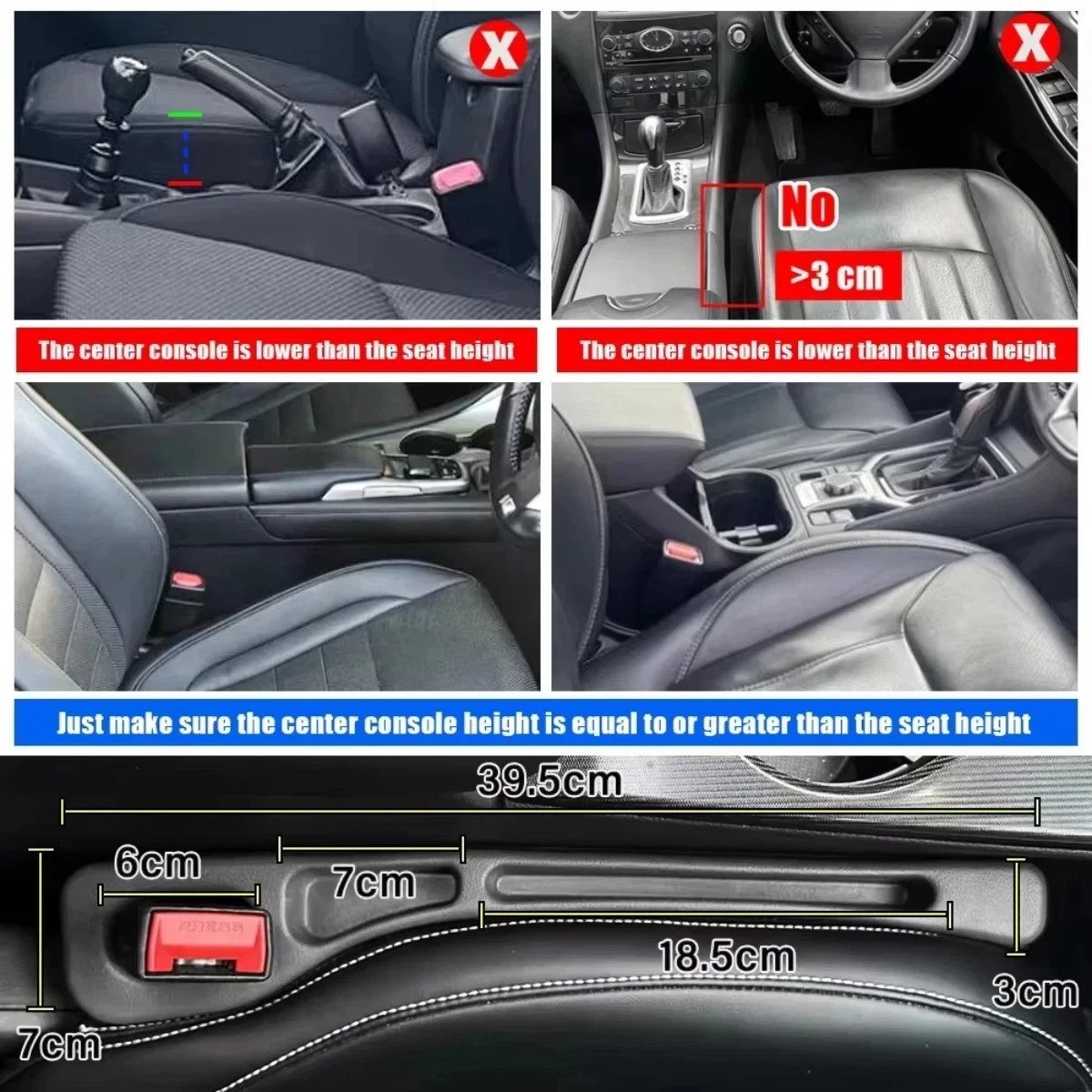 Car Seat Gap Filler Leather Multifunctional Accessories with Storage Organizer