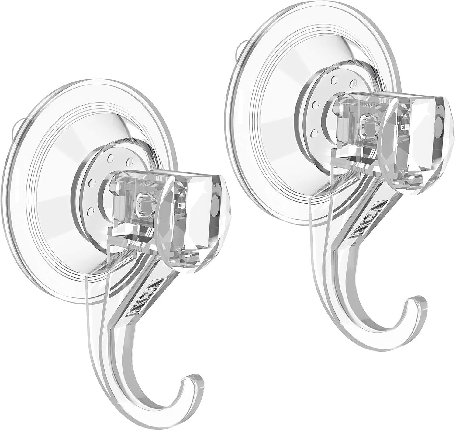 Minimalist Clear Suction Cup Hooks, Removable & Reusable – 2 Pcs, 6.6 lbs Max