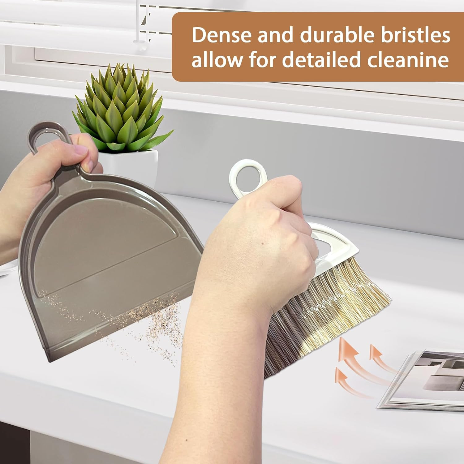 Small Mini Hand Broom Dustpan : and 6.2*7.8 in, White Brown