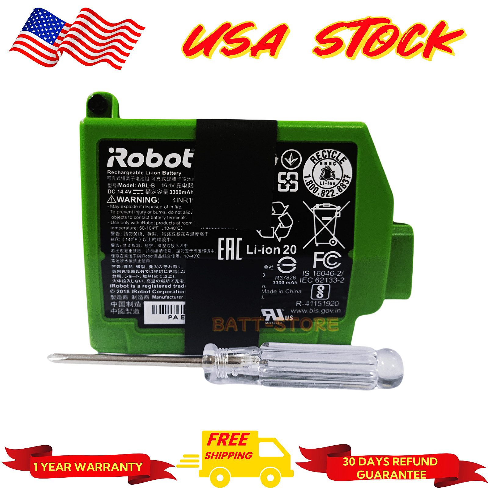 NEW GENUINE ABL-B 4INR19/65-2 New Battery For iRobot Robot Roomba S9 S9+