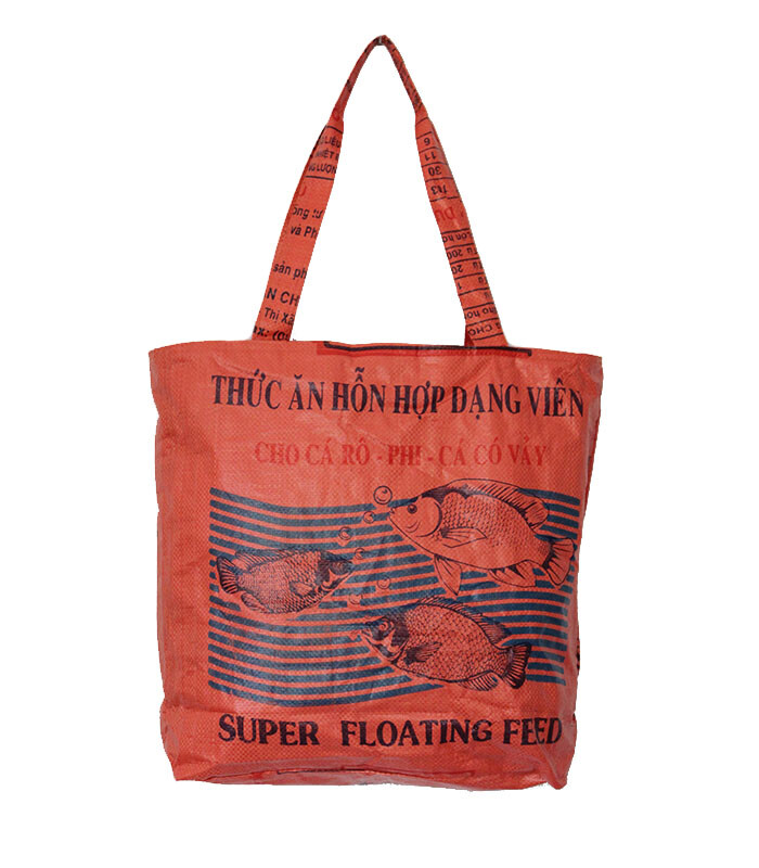 Recycled Fish Feed Bag Large Deluxe Beach Tote Fair Trade from Cambodia