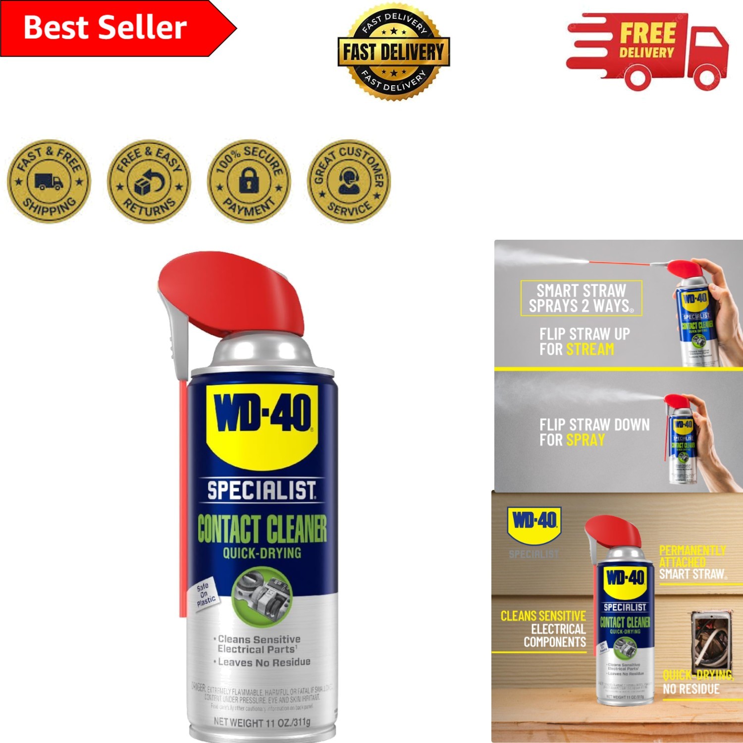 Quick-Dry 11 oz Contact Cleaner Spray by WD-40 – Perfect for Sensitive Equipment
