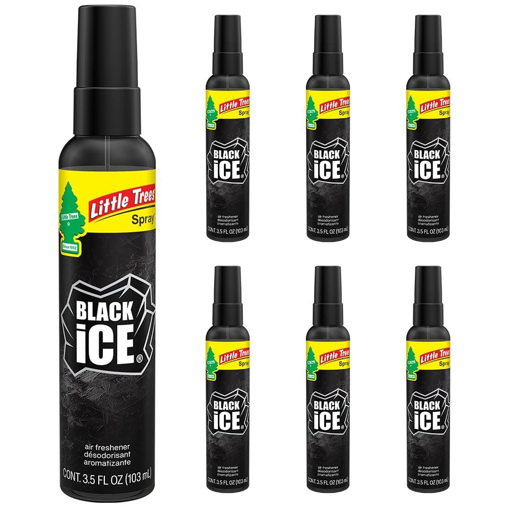 LITTLE TREES Car Air Freshener | Spray 6 Count (Pack of 1), Black Ice
