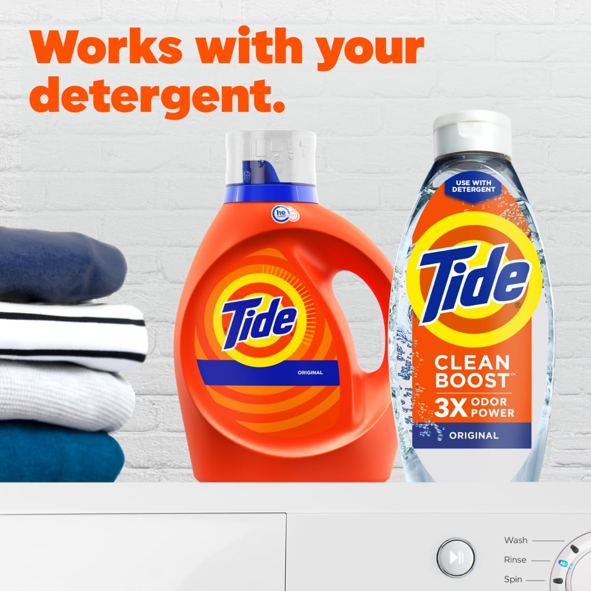 Tide Deep Cleansing Fabric Rinse with 3X Odor 48 Fl Oz (Pack of 1), ash