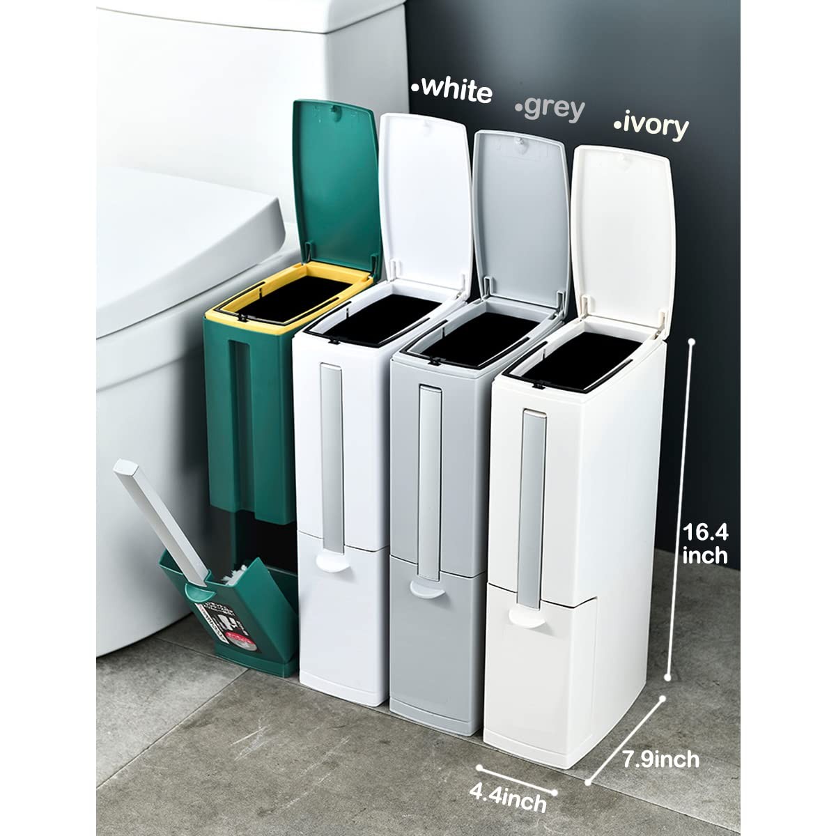 Slim Bathroom Trash Cans with Lid 4.4 Inches Wide/0.7 Gallons(3 Liters),Small