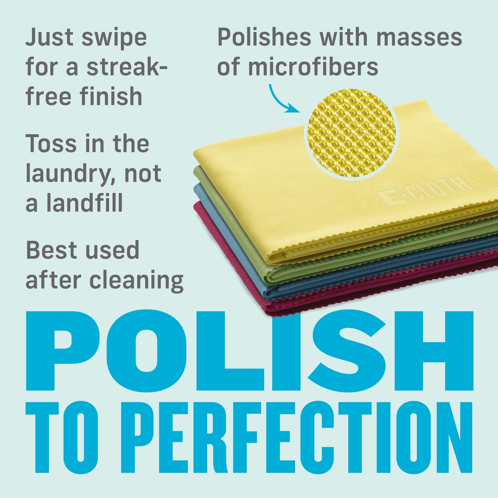 E-Cloth Glass & Polishing Microfiber Cleaning Cloth, Assorted Colors, 4 Count