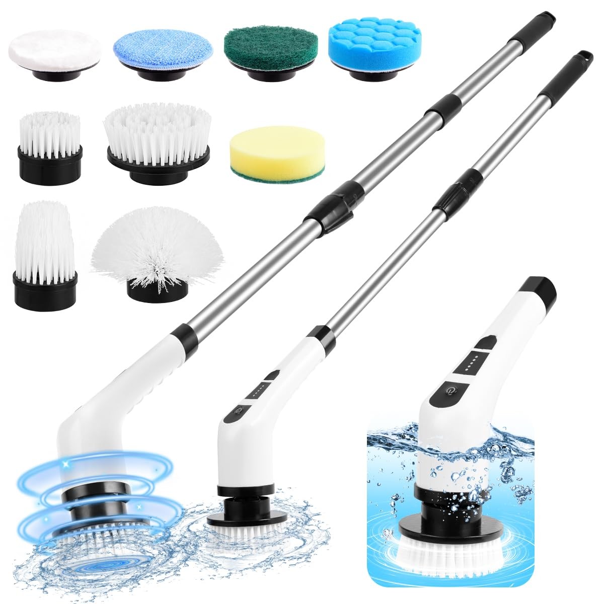 WDFAACK Electric Spin Scrubber,Cordless Scrubber for Cleaning with White