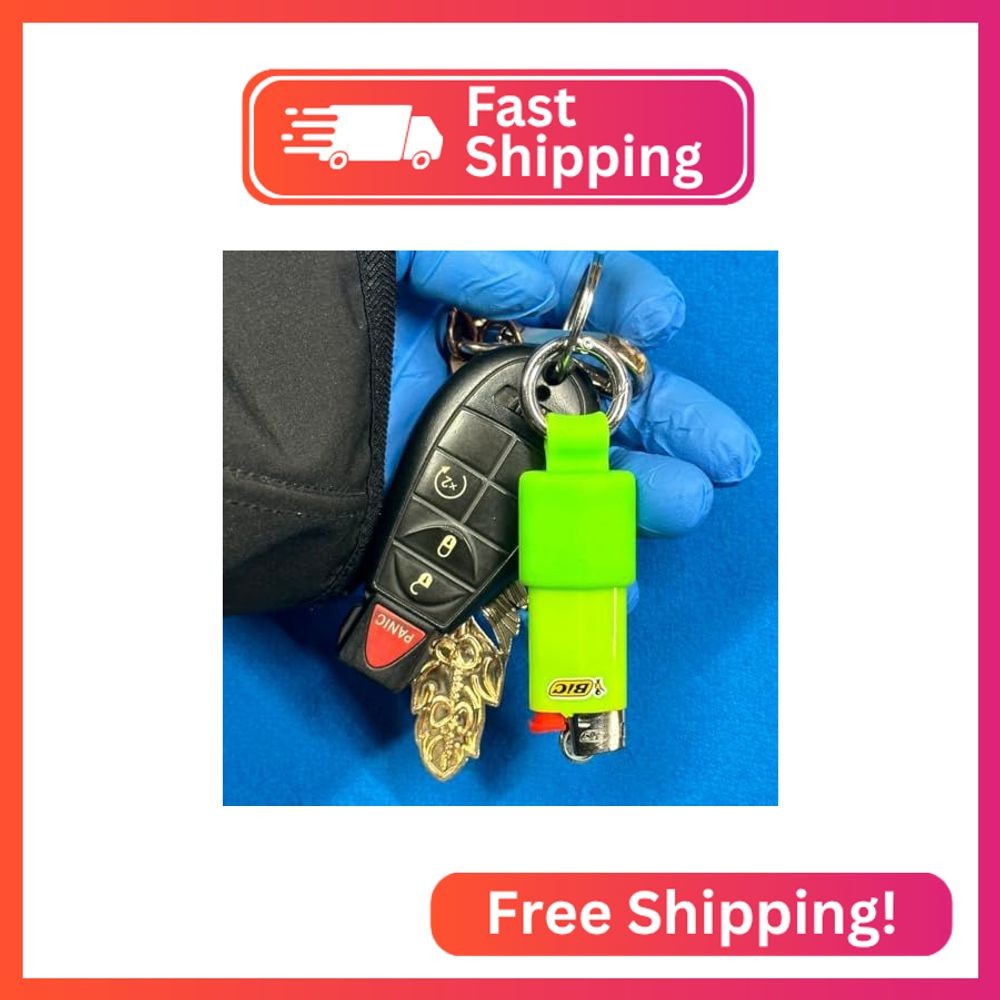 Mini Keychain Lighter Holder with Spring Clip | J5 Green Pouch Sleeve Case for S