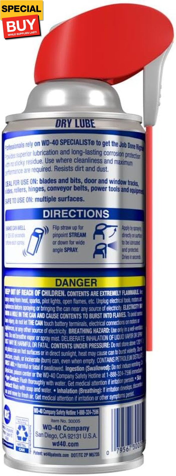 Dry Lube with SMART STRAW SPRAYS 2 WAYS, 10 OZ