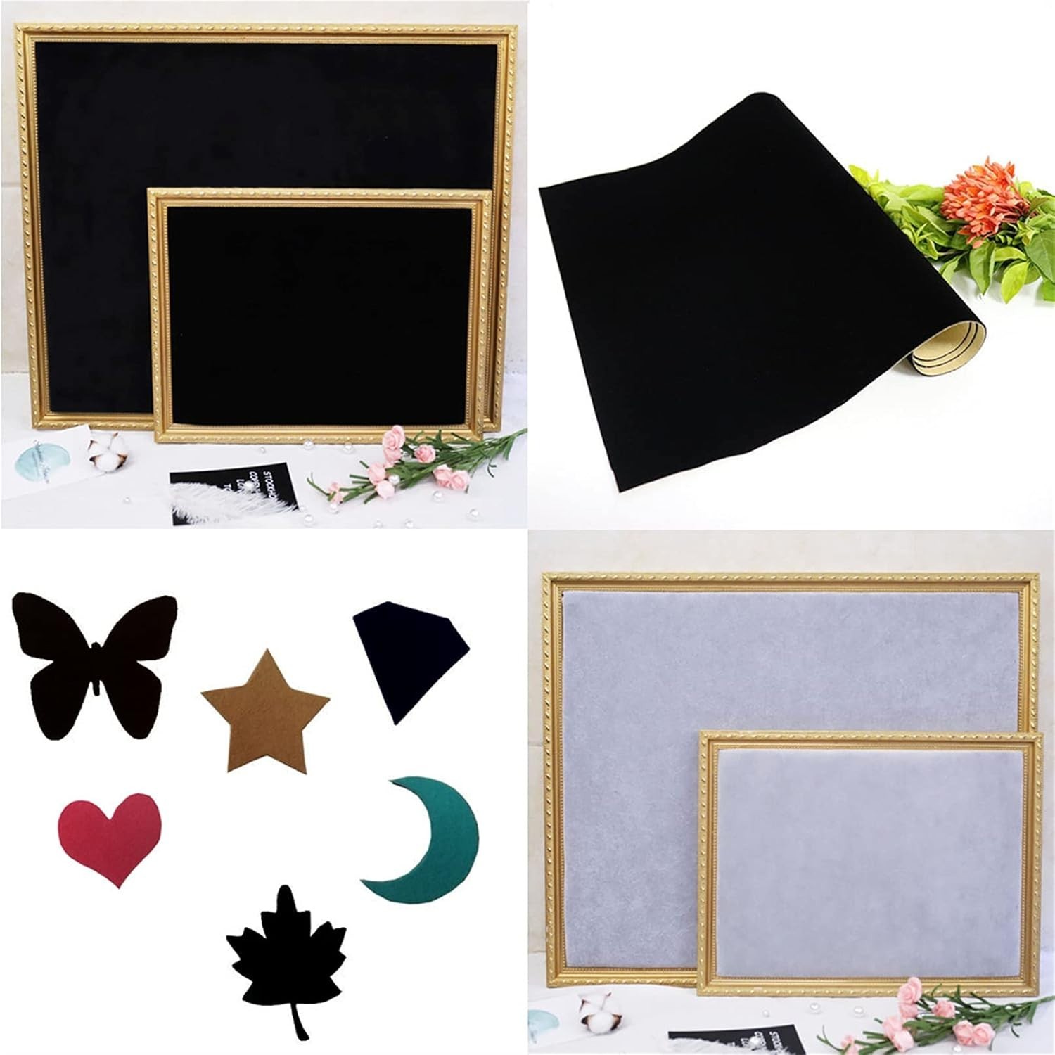 Self Adhesive Felt Fabric, Velvet Drawer Liner, 17″ X 130″, Black