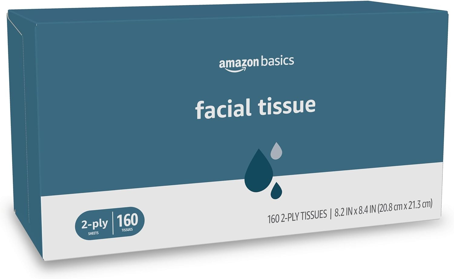 Amazon Basics Facial Tissue, 2-Ply, 160 Tissues per Box, 4 Boxes (640 Total) (Pr