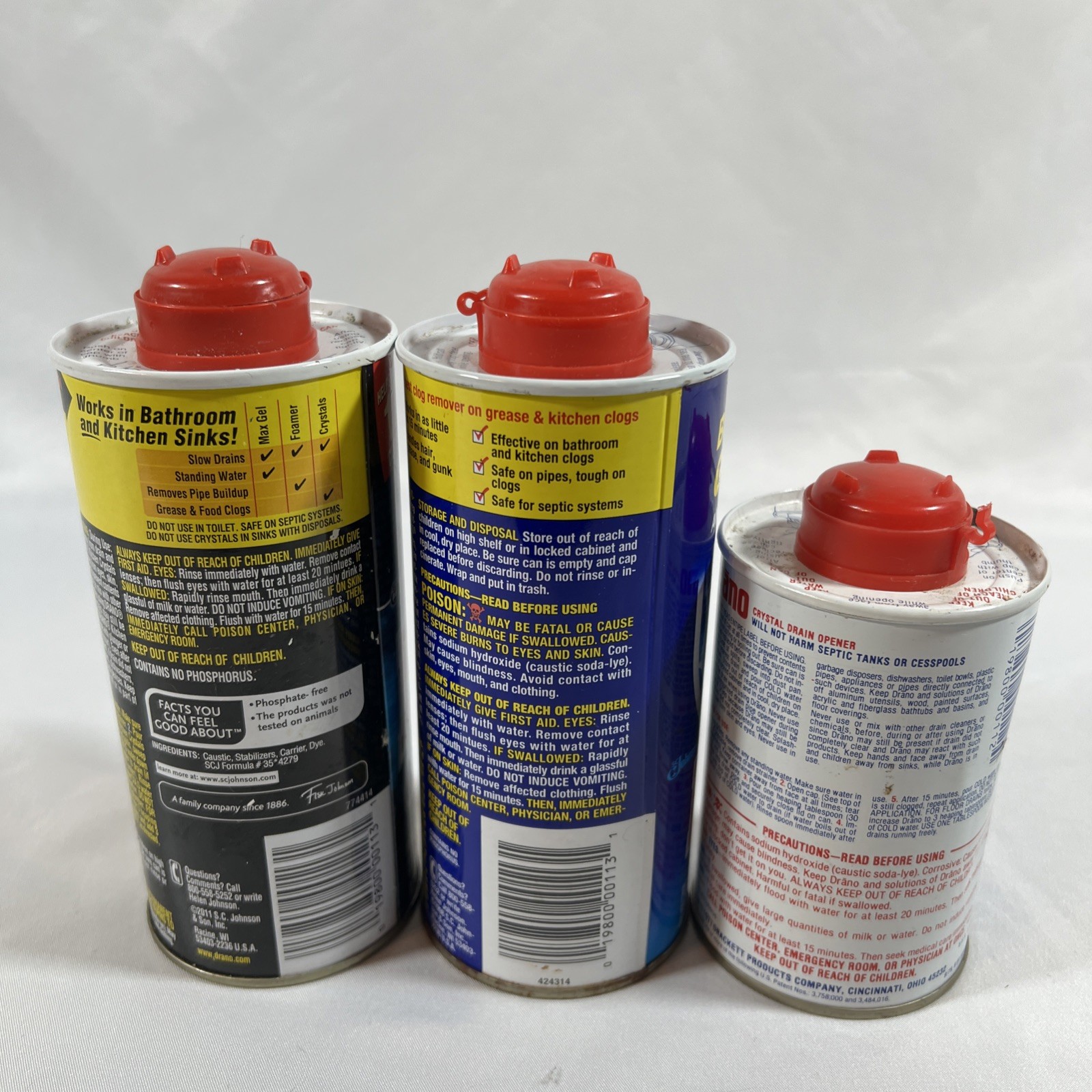 Drano Crystals Professional Strength Clog Remover Lot of 3 – 46oz (2lbs 14oz)