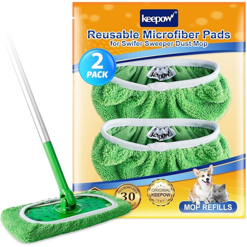 Microfiber Mop Pads Swiffer Mop Reusable Washable Wet Dry Cleaning 2 Pack New