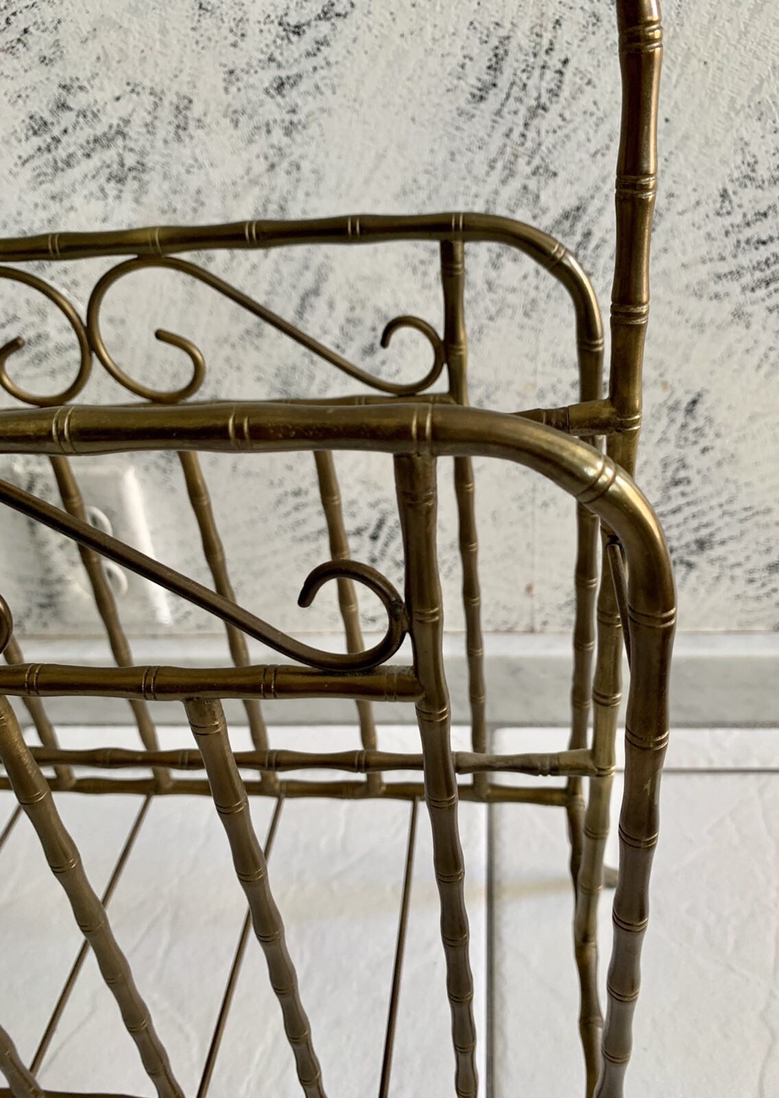 Solid Brass Magazine Newspaper Rack Mid Century Modern Design VTG 17” X 13” X 6”