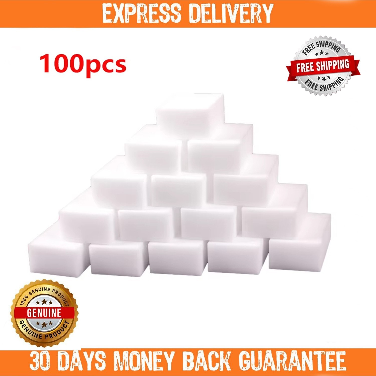 100 PCS Magic Sponge Eraser Bulk Pack 3/4″ Thick Melamine Cleaner